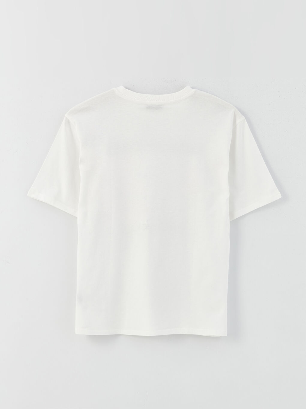 Ekru Bisiklet Yaka Baskılı Kısa Kollu Oversize Kadın Tişört-6