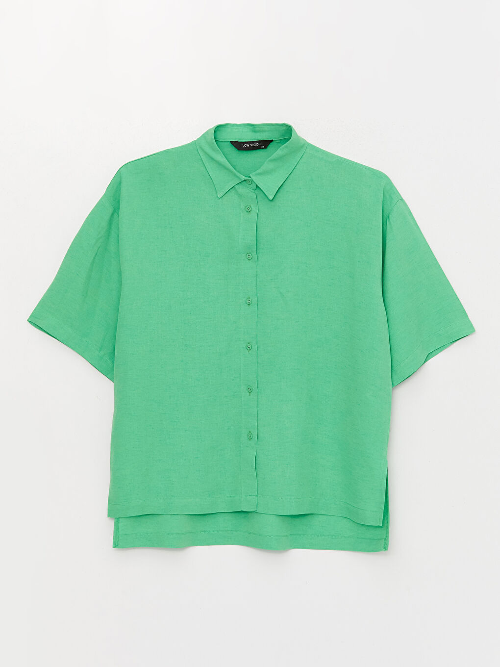 Plain Oversize Linen Blend Women's Shirt-5