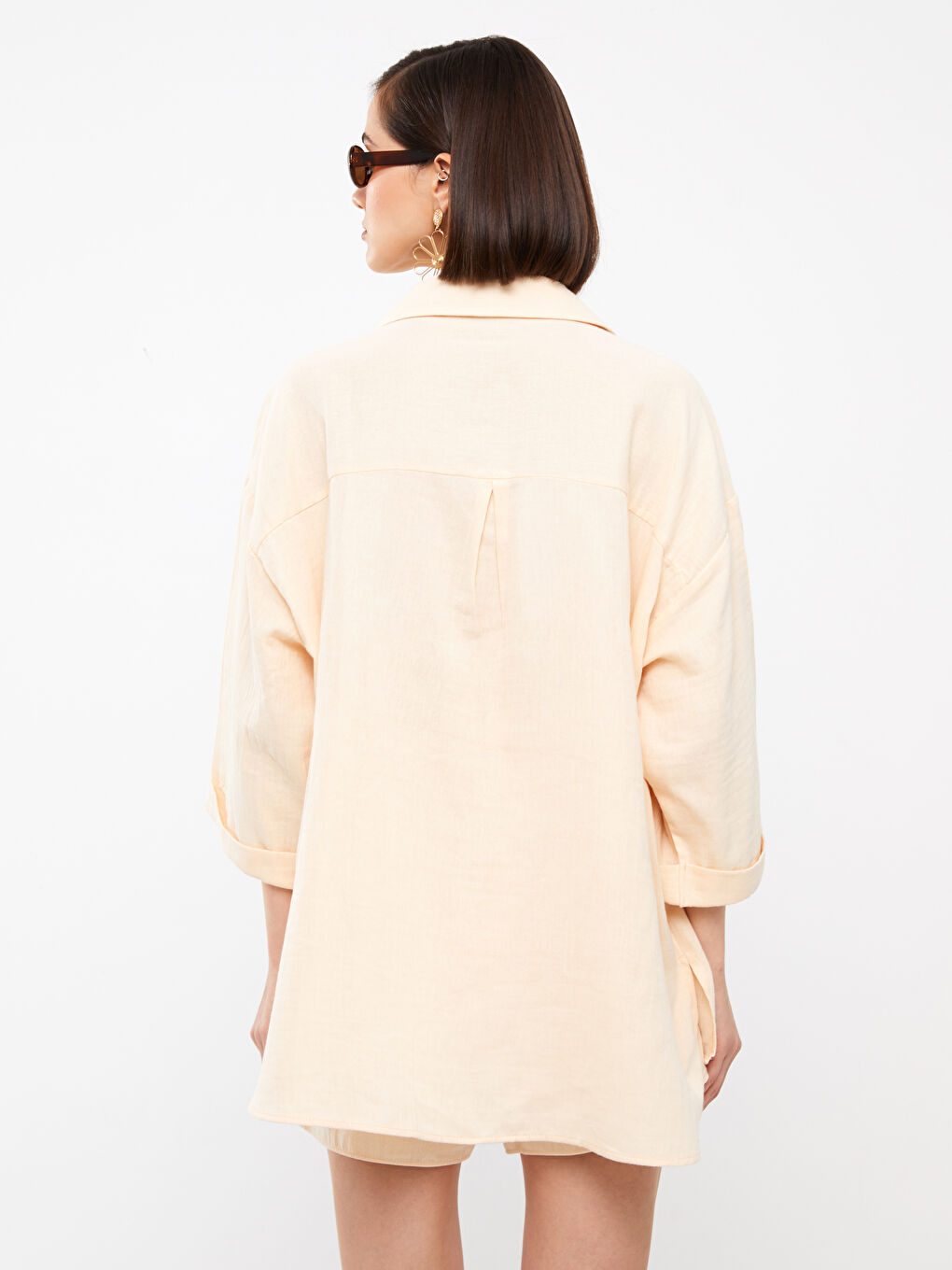 Plain Oversize Muslin Women's Shirt-4