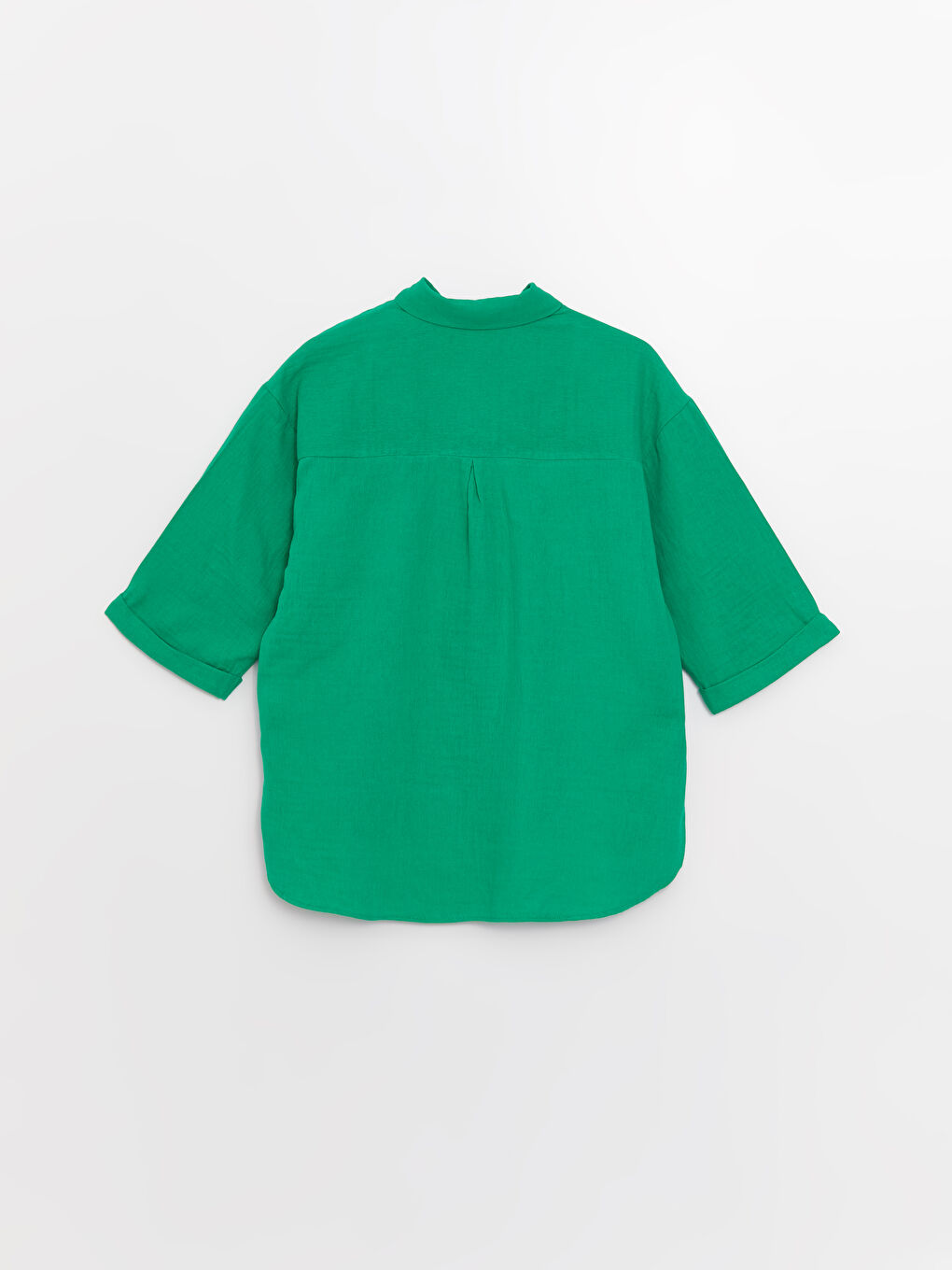 Yeşil Düz Oversize Müslin Kadın Gömlek-8