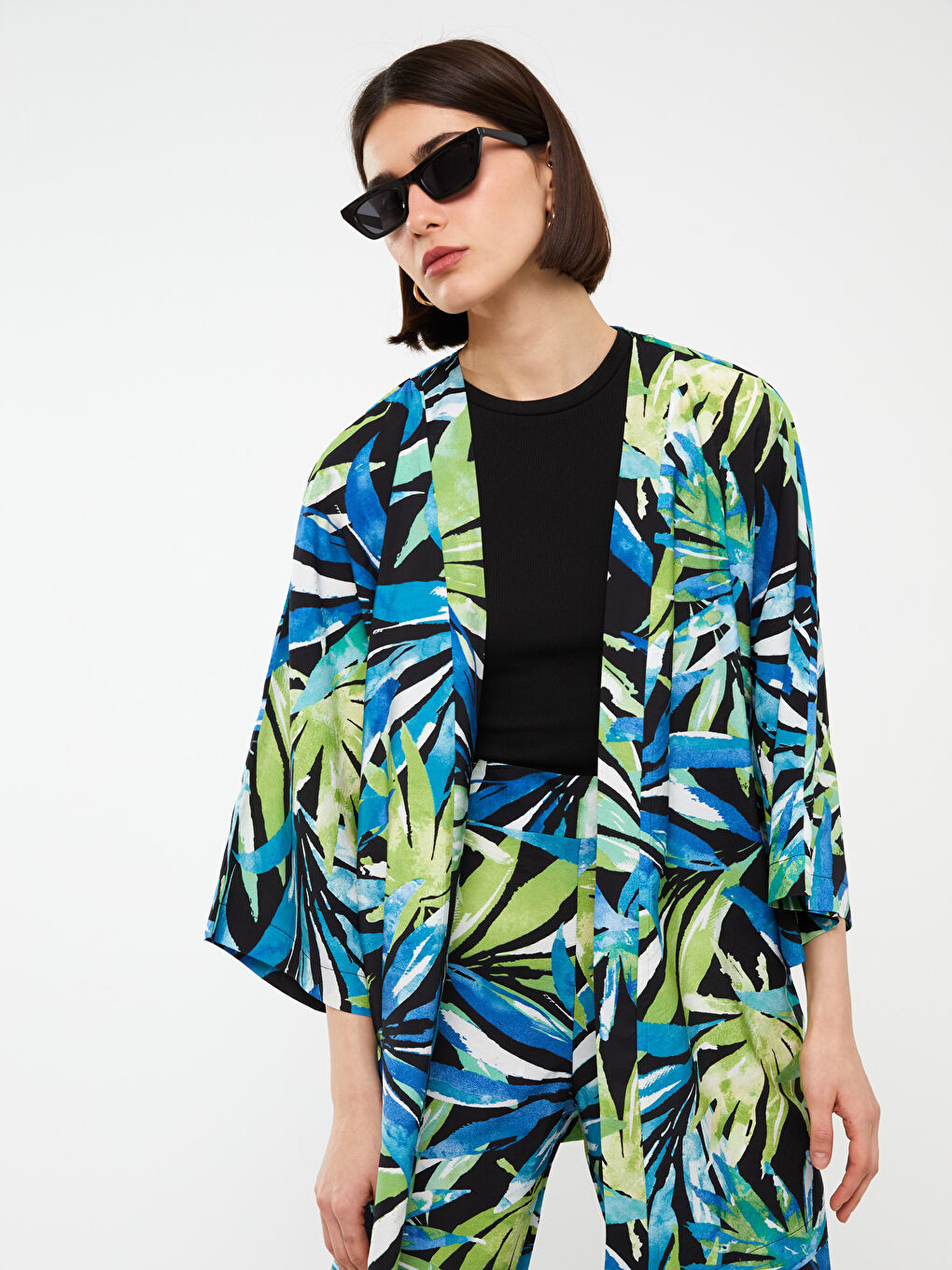 Shawl Collar Patterned Oversize Women's Kimono -S3HE68Z8-F9C