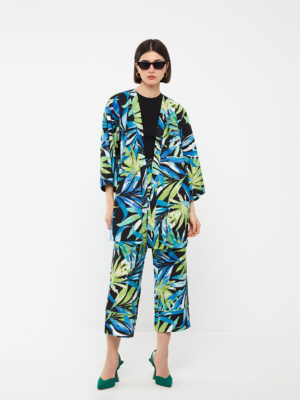 Shawl Collar Patterned Oversize Women's Kimono -S3HE68Z8-F9C