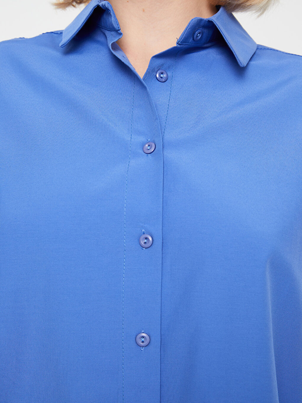 Tunique Chemise Pour Femmes Oversize À Manches Longues En Popeline Uni-3