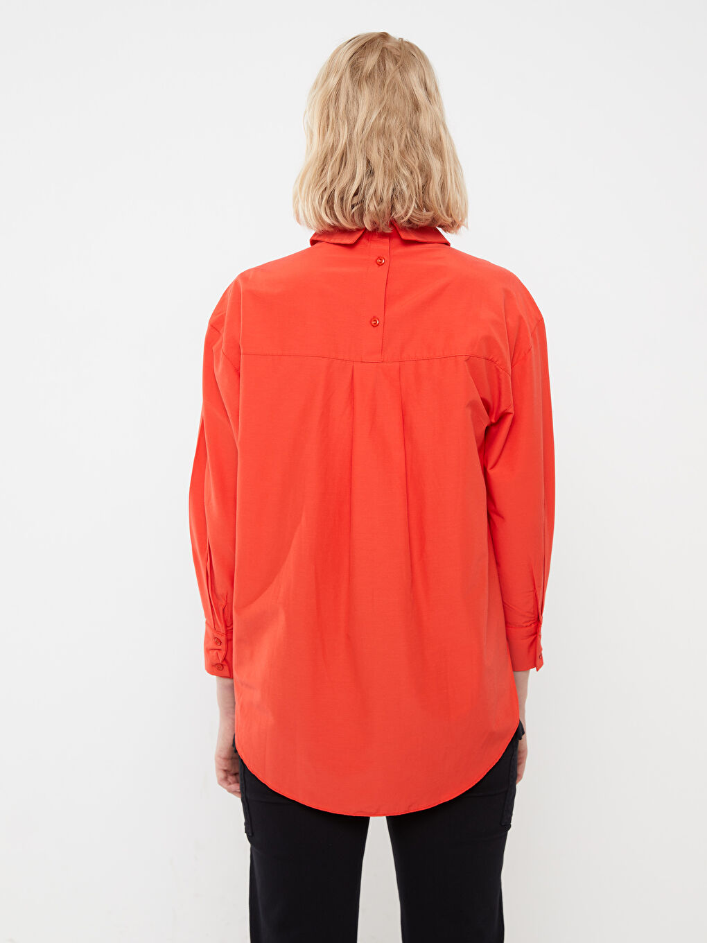 Tunique Chemise Pour Femmes Oversize À Manches Longues En Popeline Uni-4