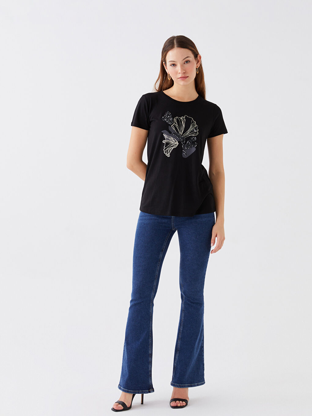 Crew Neck Printed Short Sleeve Women's T-Shirt-1