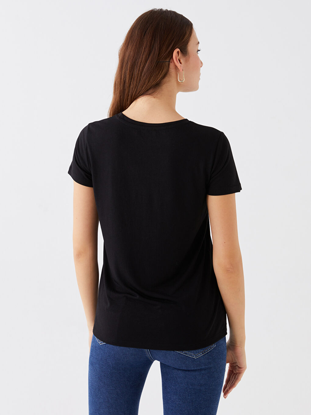 Crew Neck Printed Short Sleeve Women's T-Shirt-4
