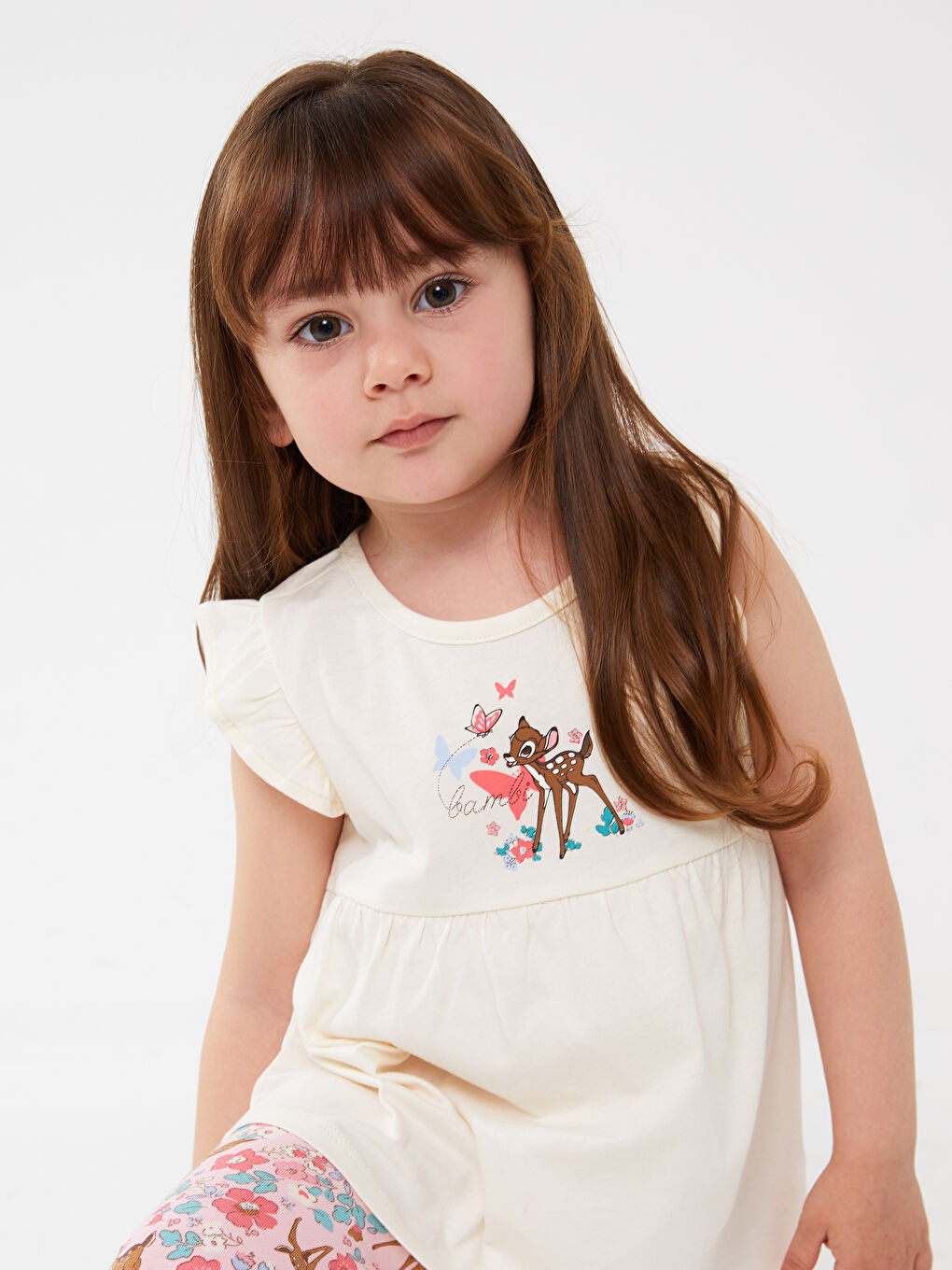 Crew Neck Bambi Printed Baby Girls' T-Shirt and Tights 2 Pack Set