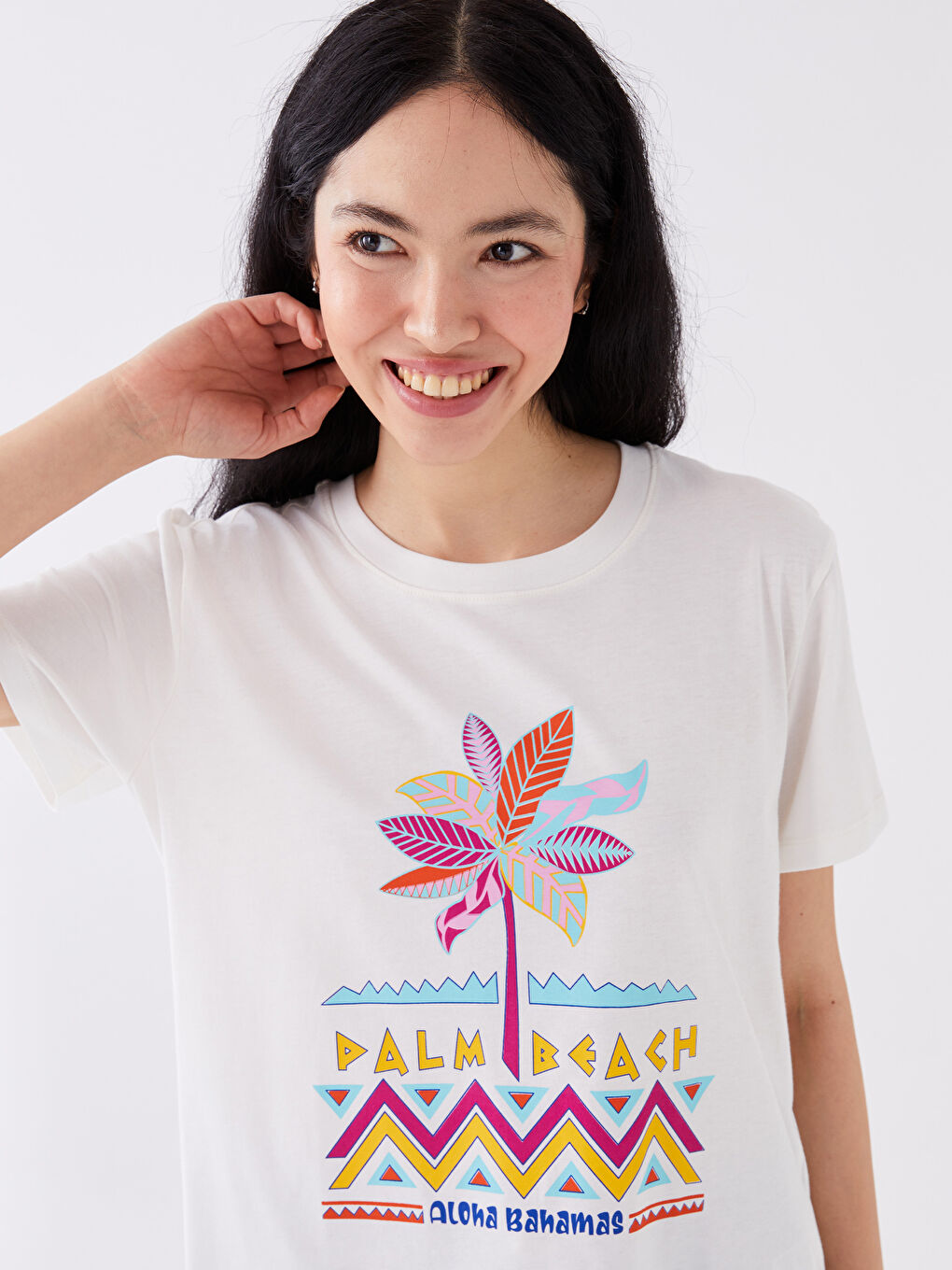 Crew Neck Printed Short Sleeve Women's T-Shirt