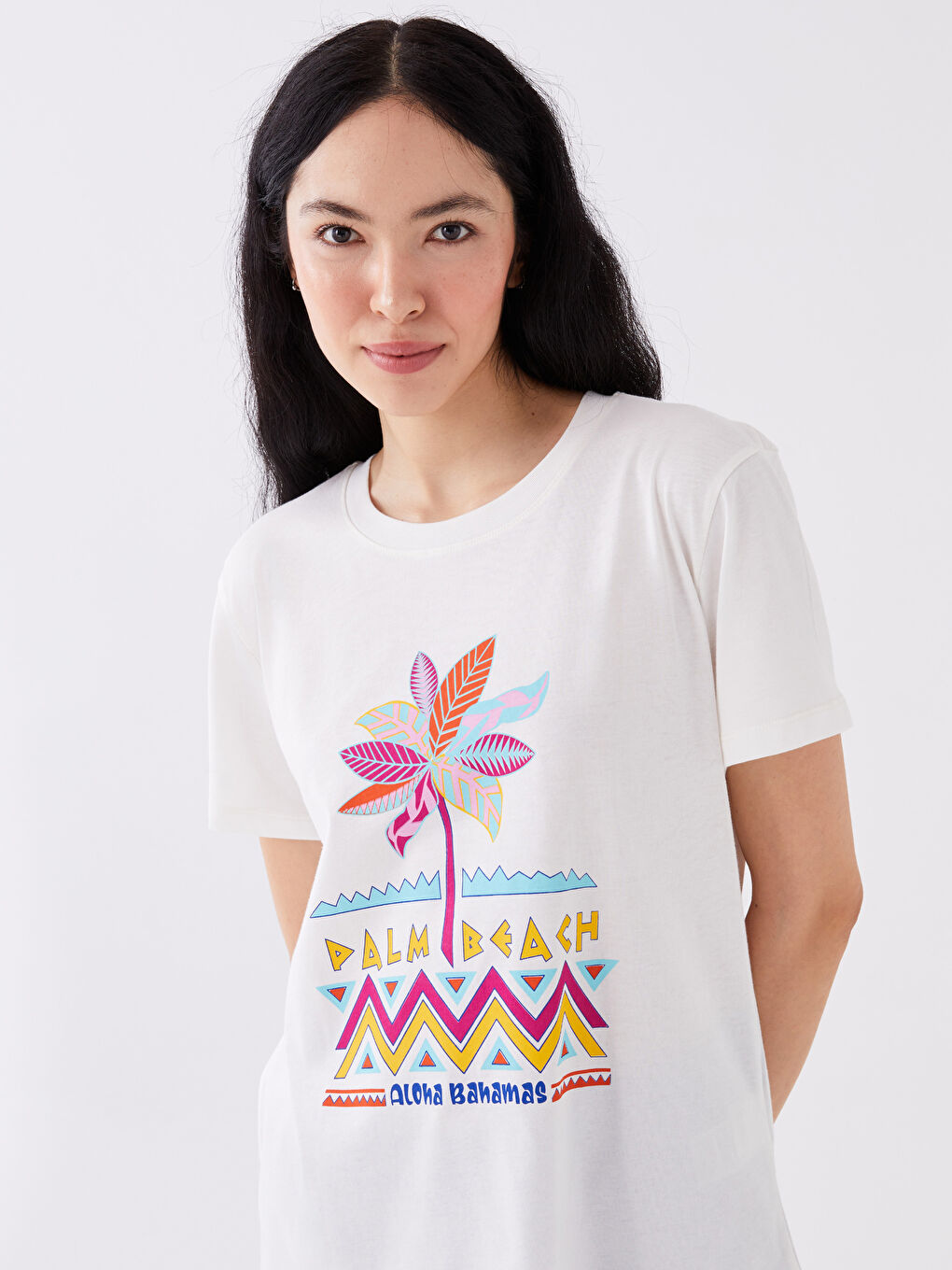 Crew Neck Printed Short Sleeve Women's T-Shirt-1