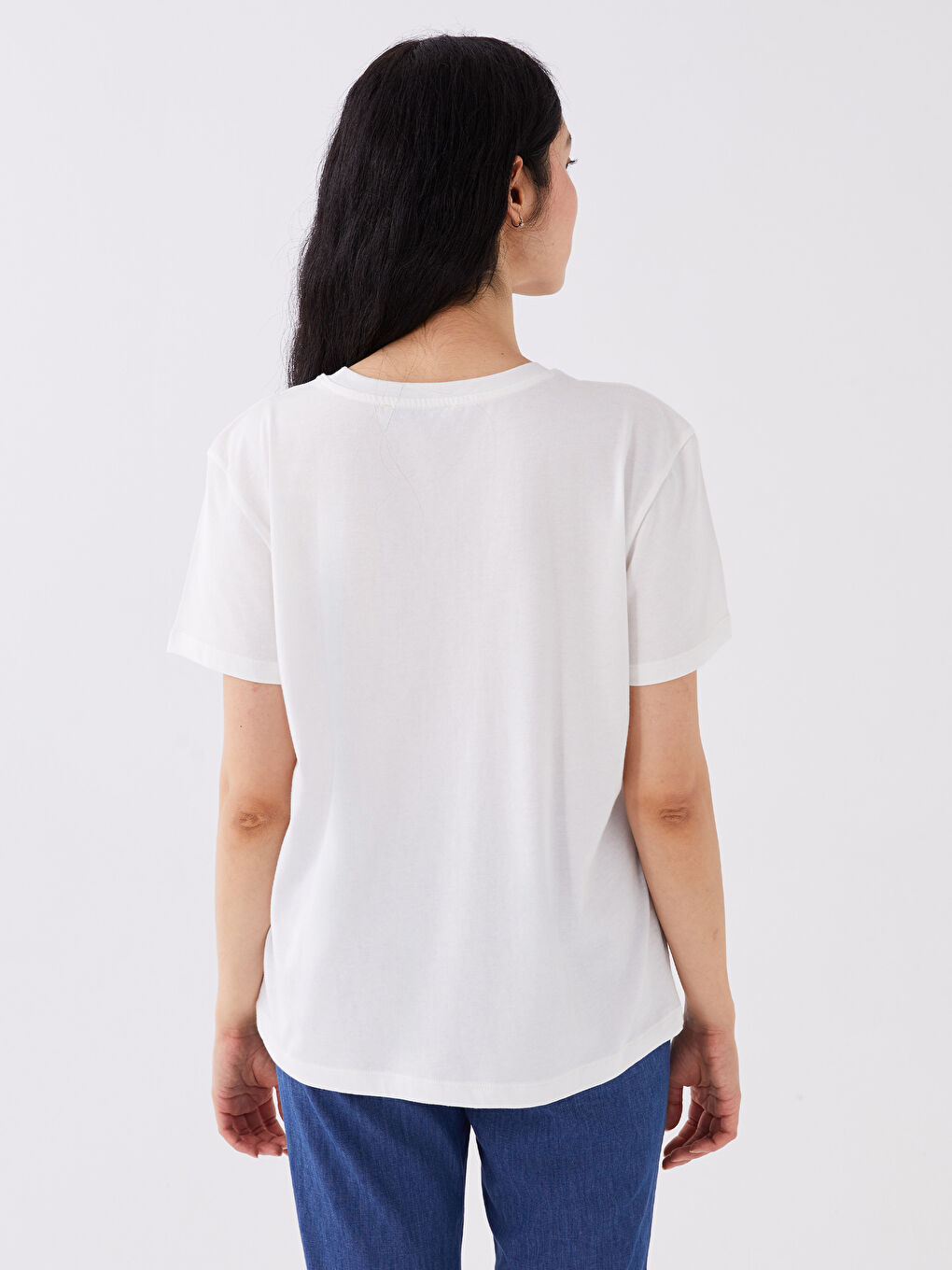 Crew Neck Printed Short Sleeve Women's T-Shirt-4