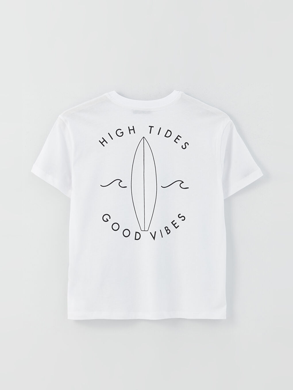 Beyaz Bisiklet Yaka Baskılı Kısa Kollu Kadın Tişört-6