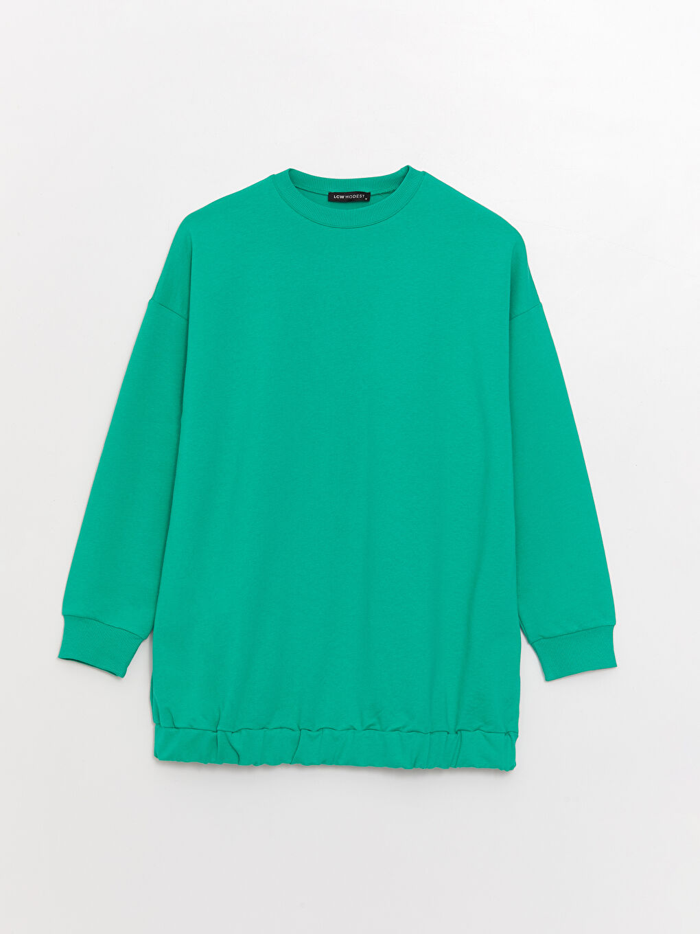 Crew Neck Plain Long Sleeve Oversize Women's Tunic-5