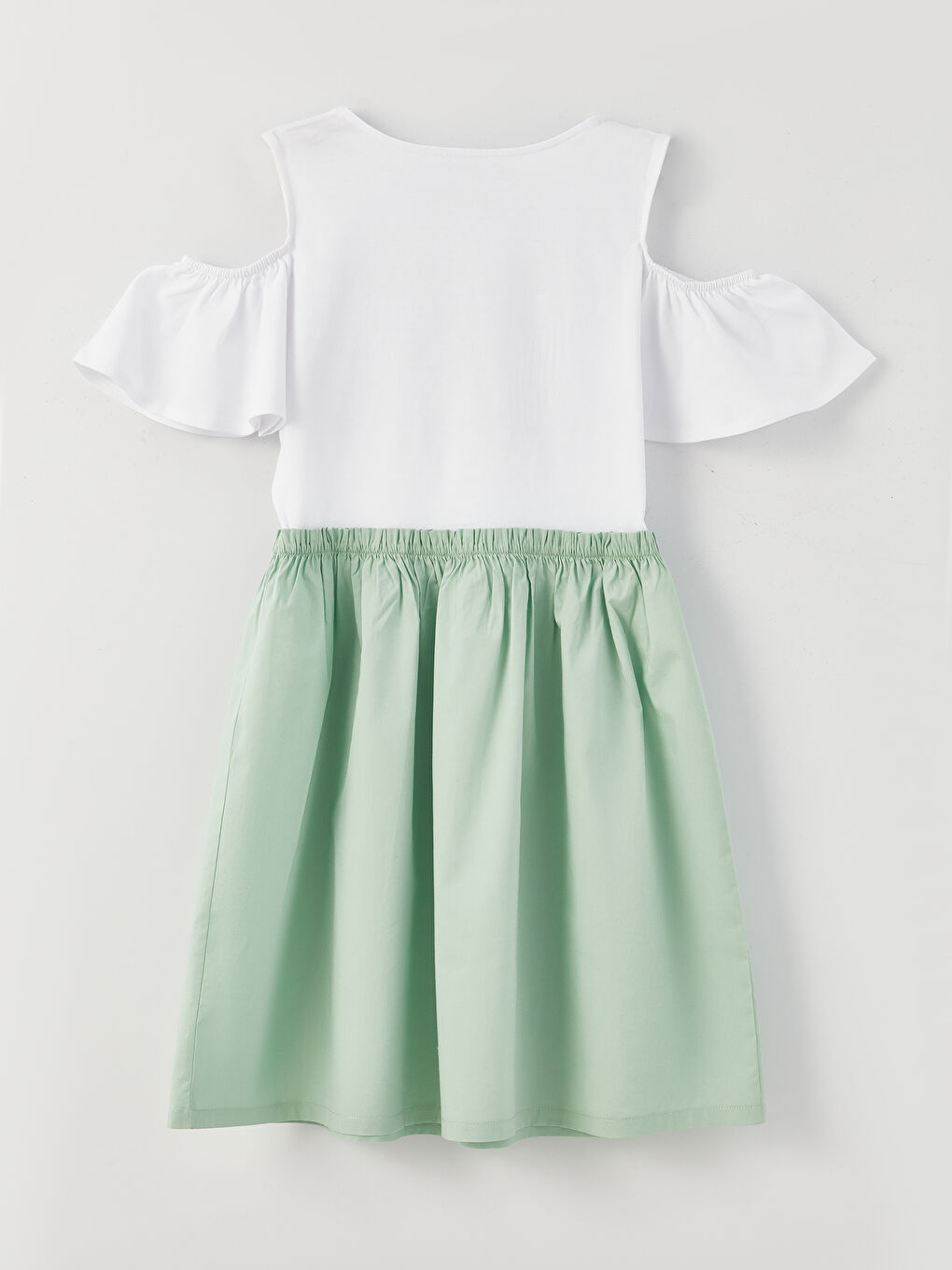 Crew Neck Printed Short Sleeve Girls' Dress-1