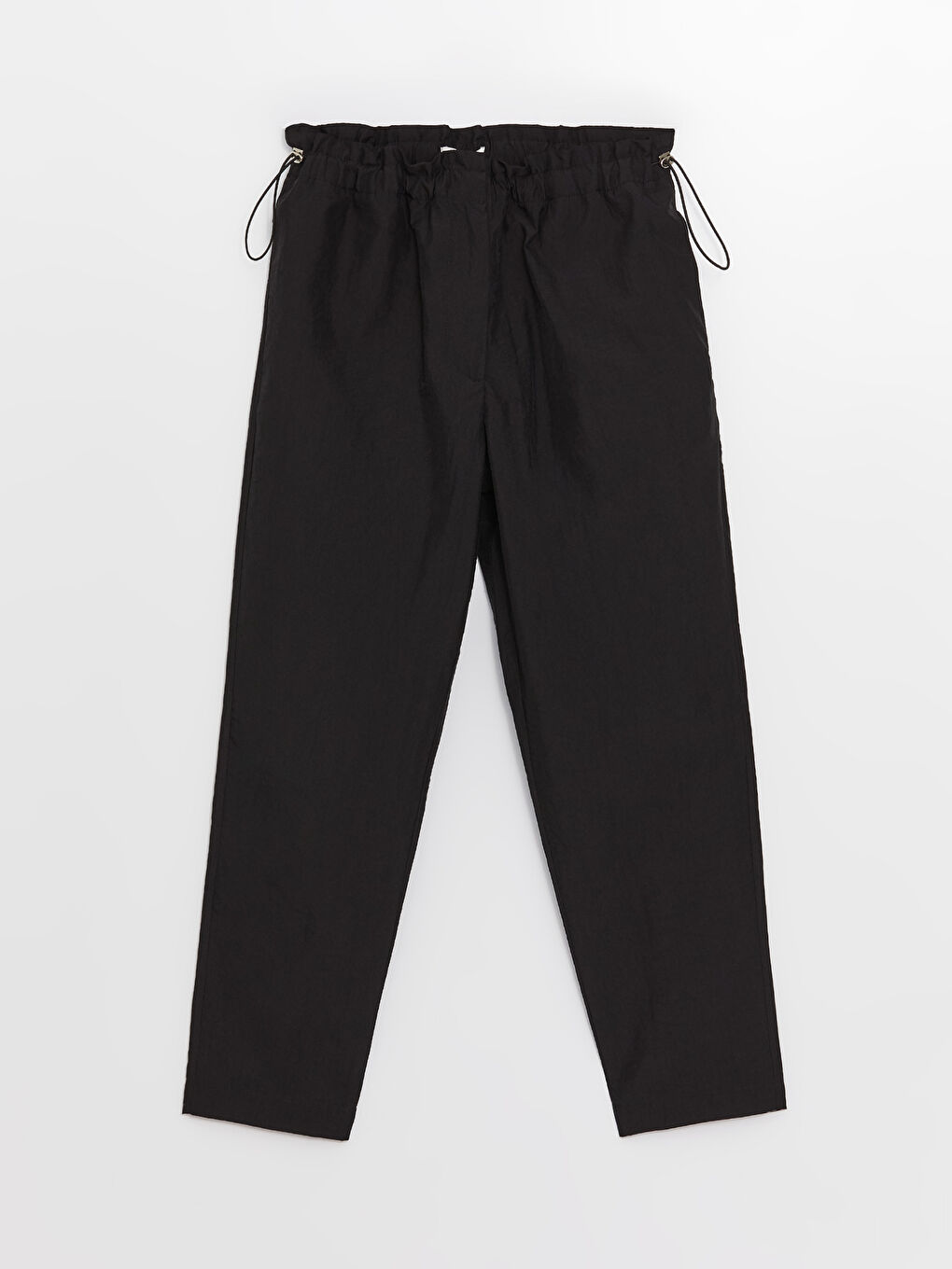 Siyah Rahat Kalıp Düz Paraşüt Kumaş Kadın Pantolon-5