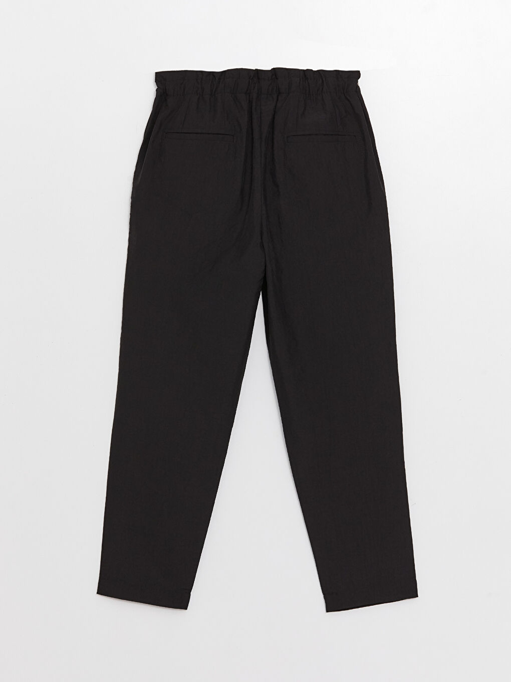 Siyah Rahat Kalıp Düz Paraşüt Kumaş Kadın Pantolon-6