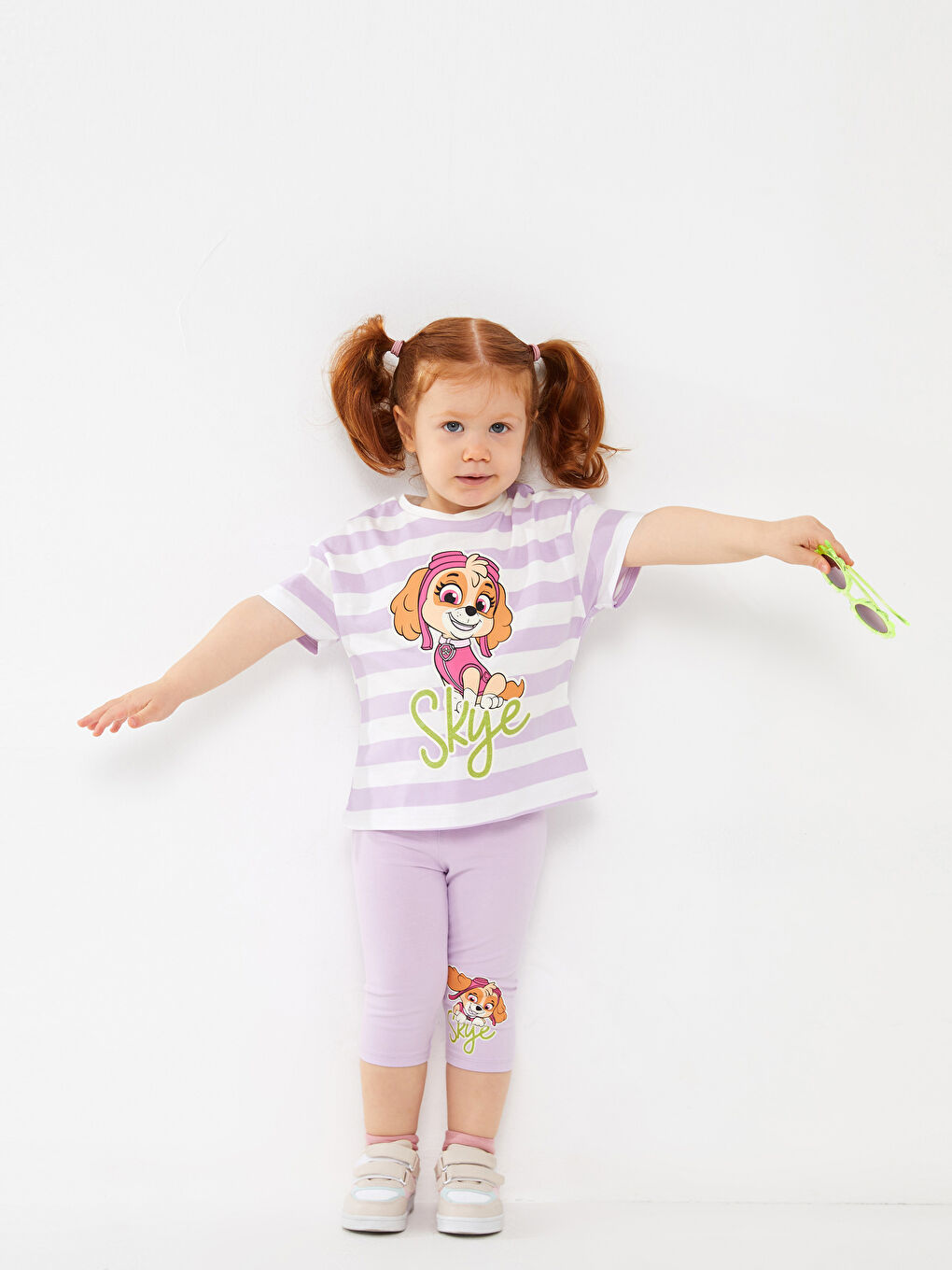 Crew Neck Short Sleeve Paw Patrol Printed Baby Girls' T-Shirt-1