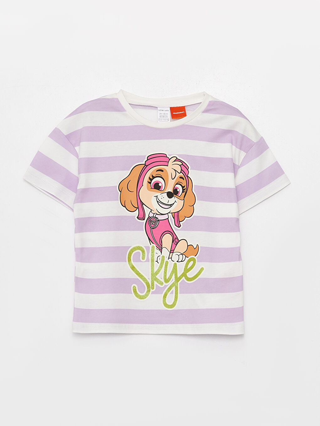 Crew Neck Short Sleeve Paw Patrol Printed Baby Girls' T-Shirt-3