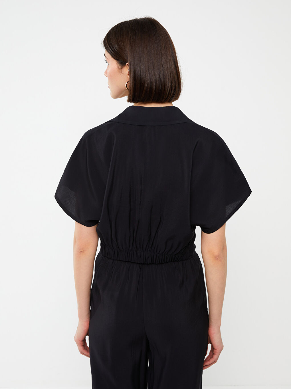 LCW Vision Shirt Collar Straight Short Sleeve Crop Women's Blouse -S3HF41Z8-CVL