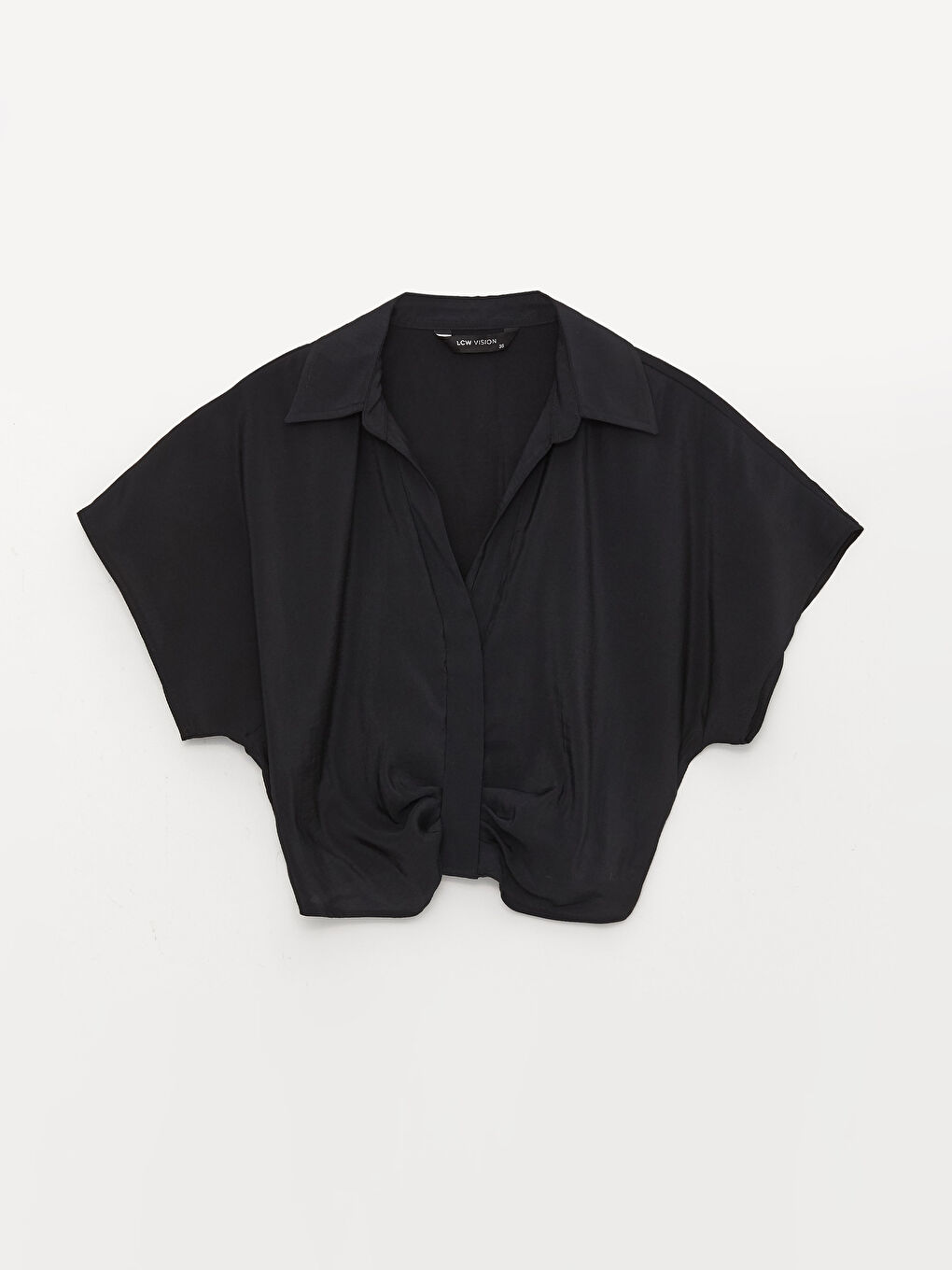 LCW Vision Shirt Collar Straight Short Sleeve Crop Women's Blouse -S3HF41Z8-CVL