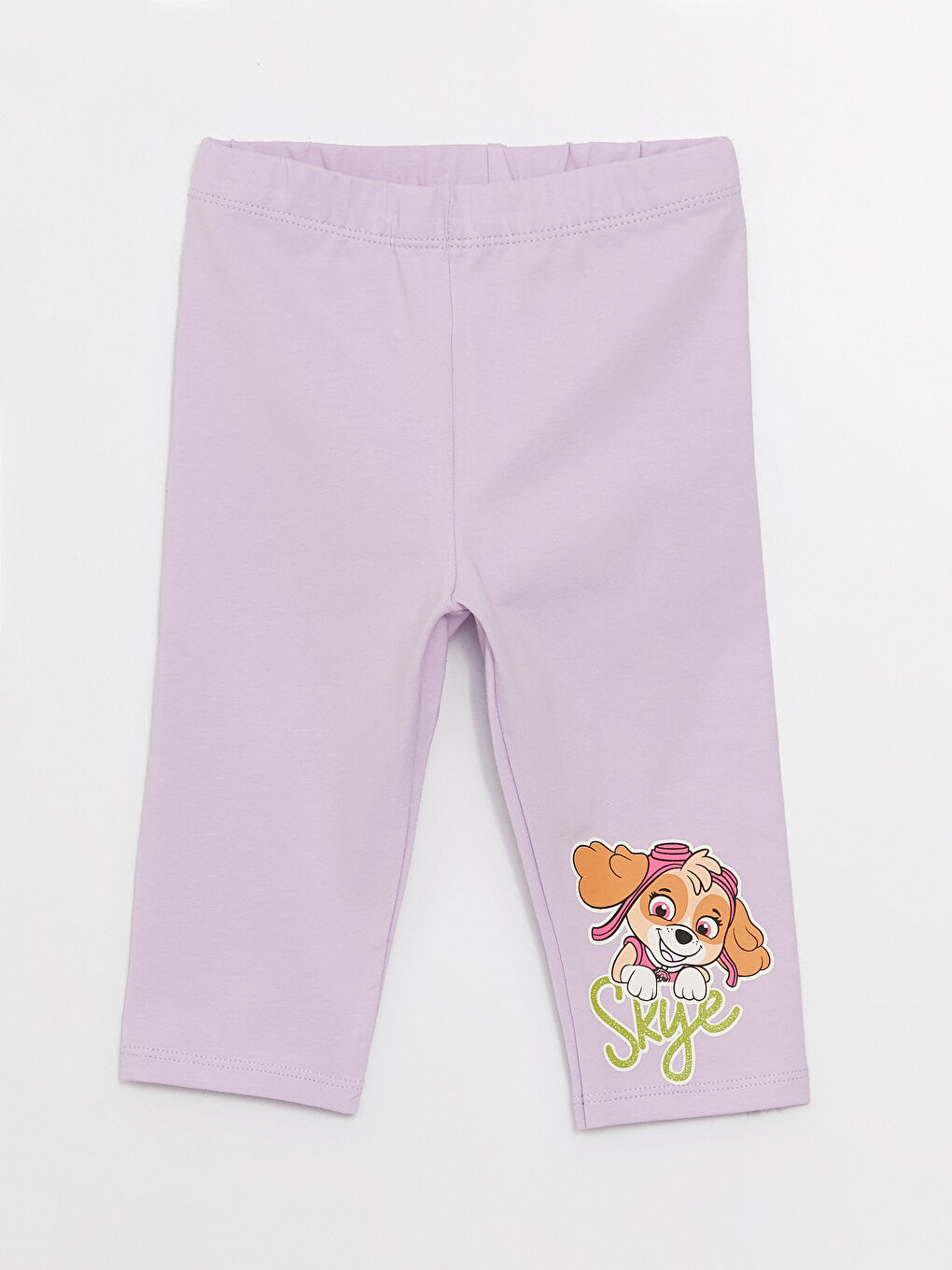 Lila Beli Lastikli Paw Patrol Baskılı Kız Bebek 3/4 Boy Tayt-2