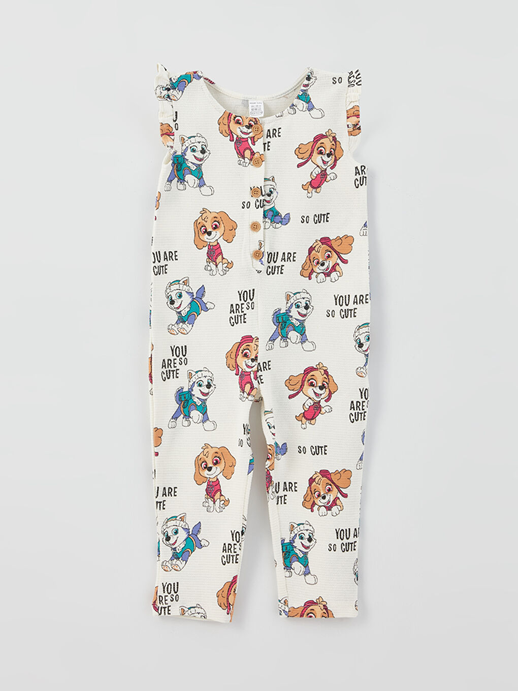 Ekru Bisiklet Yaka Paw Patrol Baskılı Kız Bebek Tulum-3