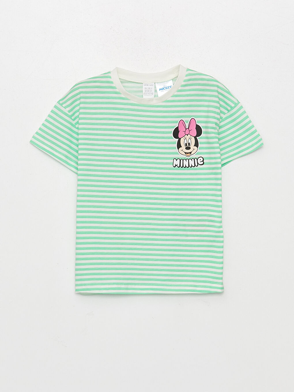 تيشيرت برقبة دائرية وكم قصير مطبوع ميكي وميني ماوس مع طماق طقم من قطعتين للبنات الرضع-1