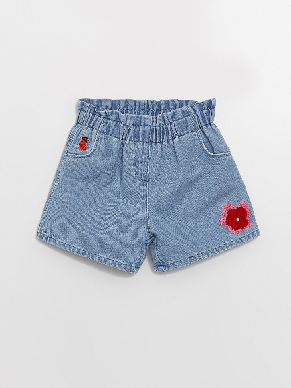 Nakışlı Kız Bebek Jean Şort ve Külotlu Çorap-3