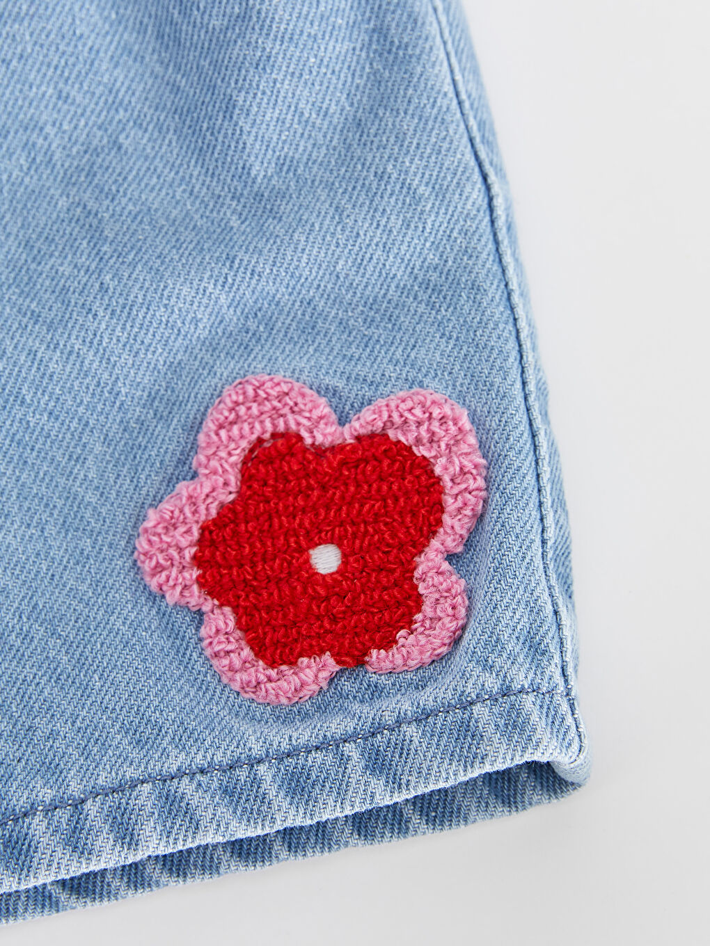 Nakışlı Kız Bebek Jean Şort ve Külotlu Çorap-6