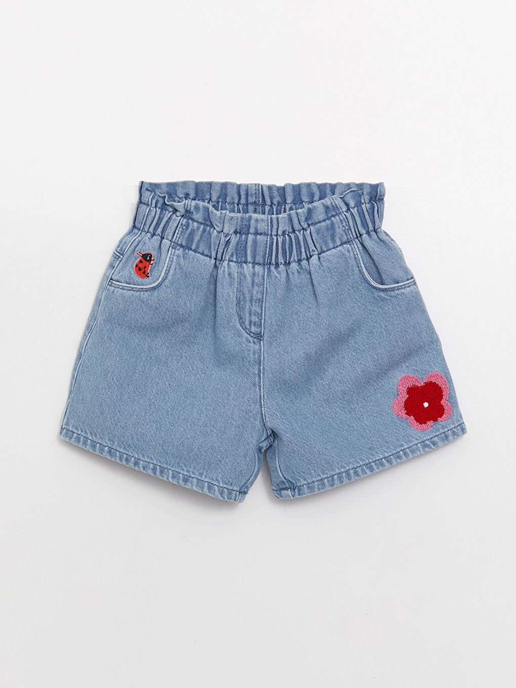 Nakışlı Kız Bebek Jean Şort ve Külotlu Çorap-2