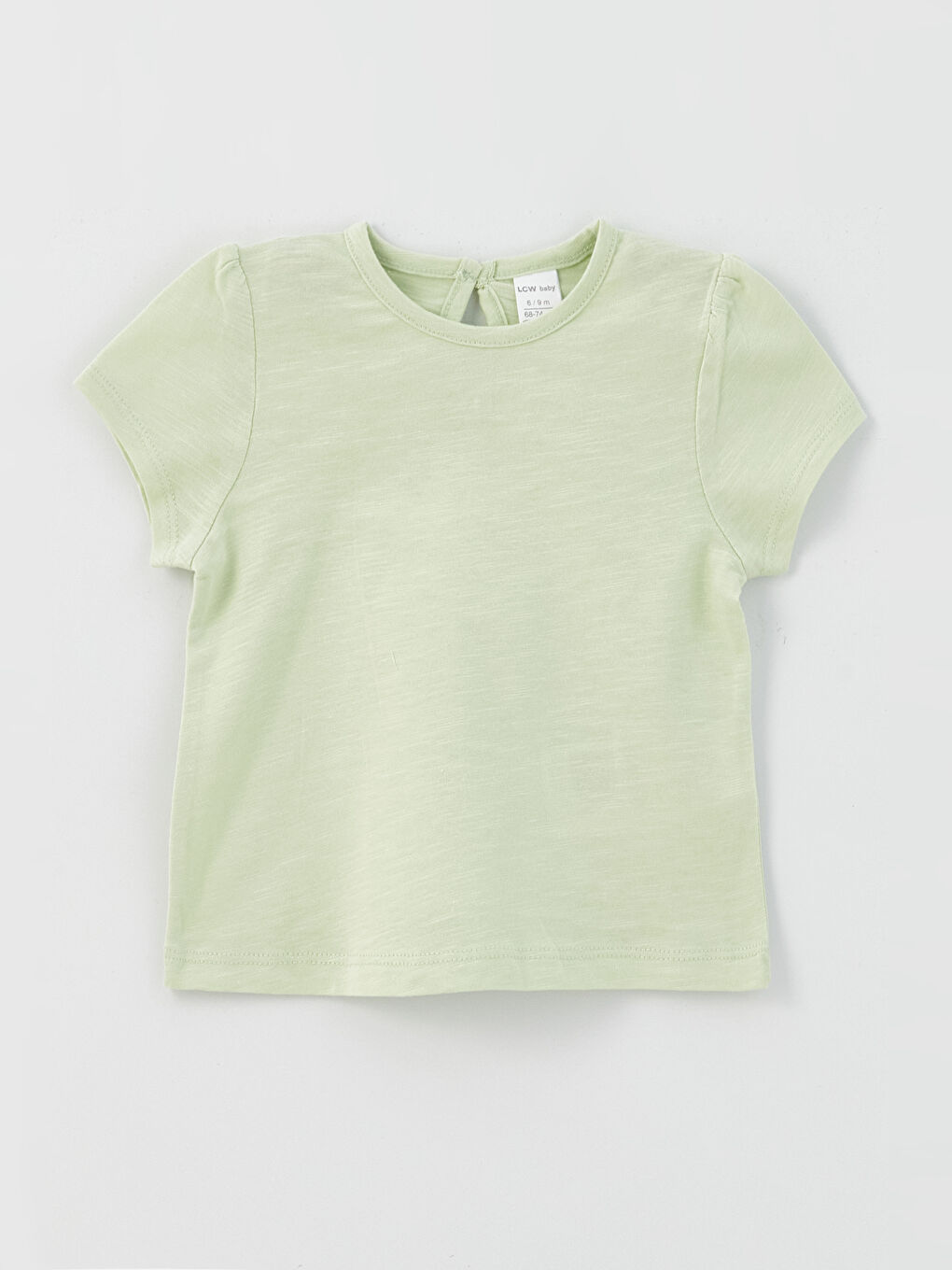 Ekru Bisiklet Yaka Kısa Kollu Kız Bebek Tişört 3'lü-2