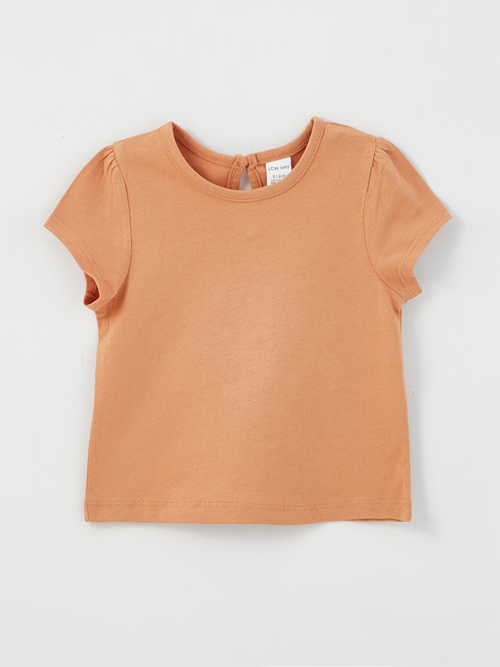 Ekru Bisiklet Yaka Kısa Kollu Kız Bebek Tişört 3'lü-3