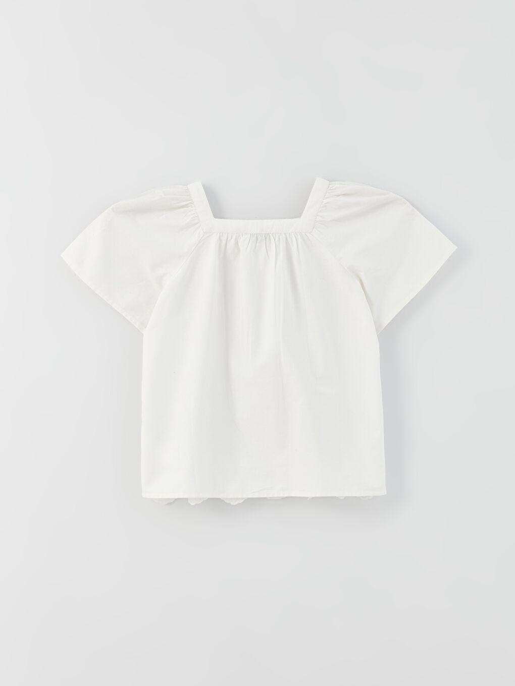 Square Collar Embroidered Short Sleeve Girls' Blouse -S3HF55Z4-Q6K