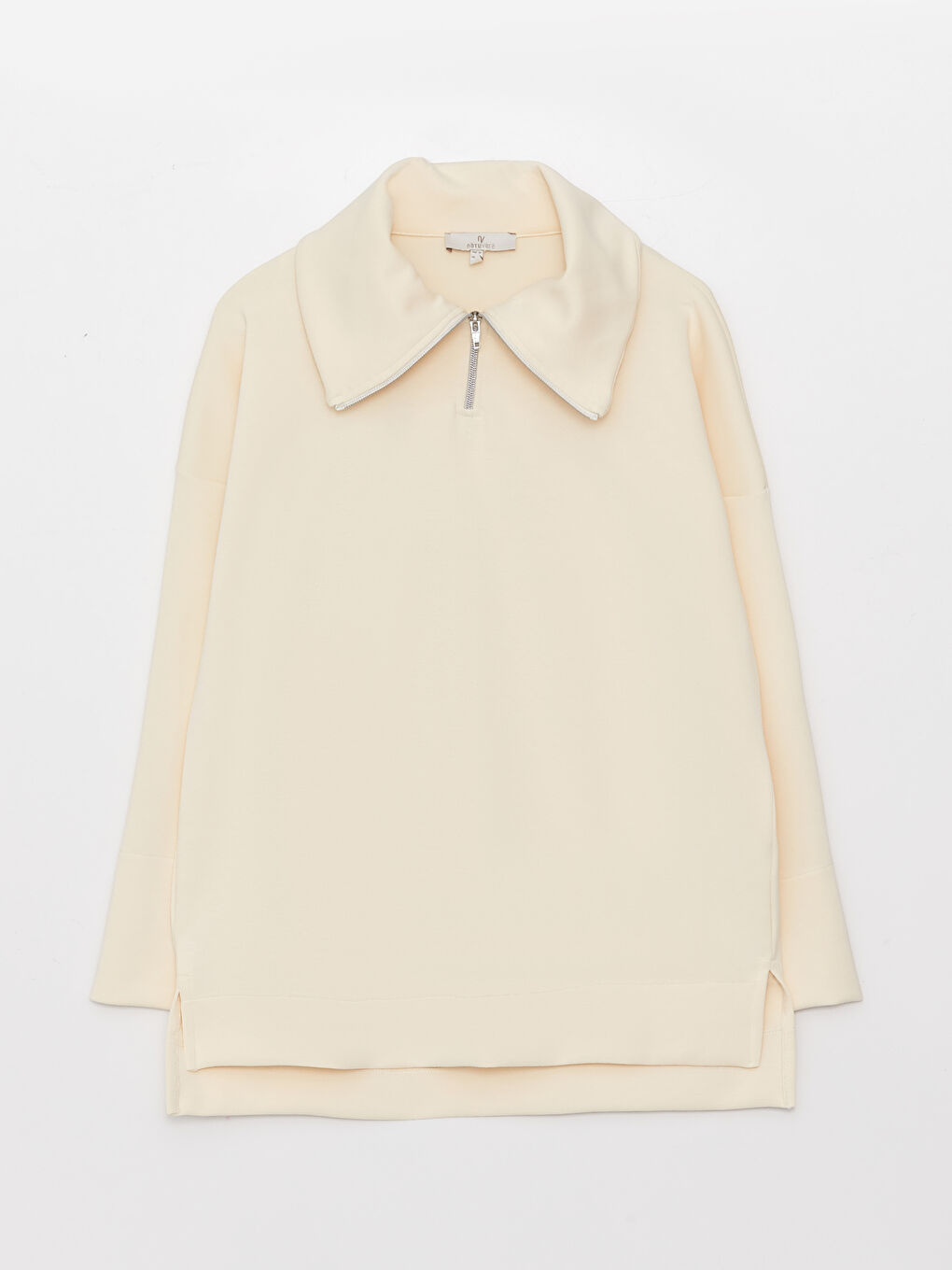 Polo Neck Regular Long Sleeve Women's Sweatshirt-5