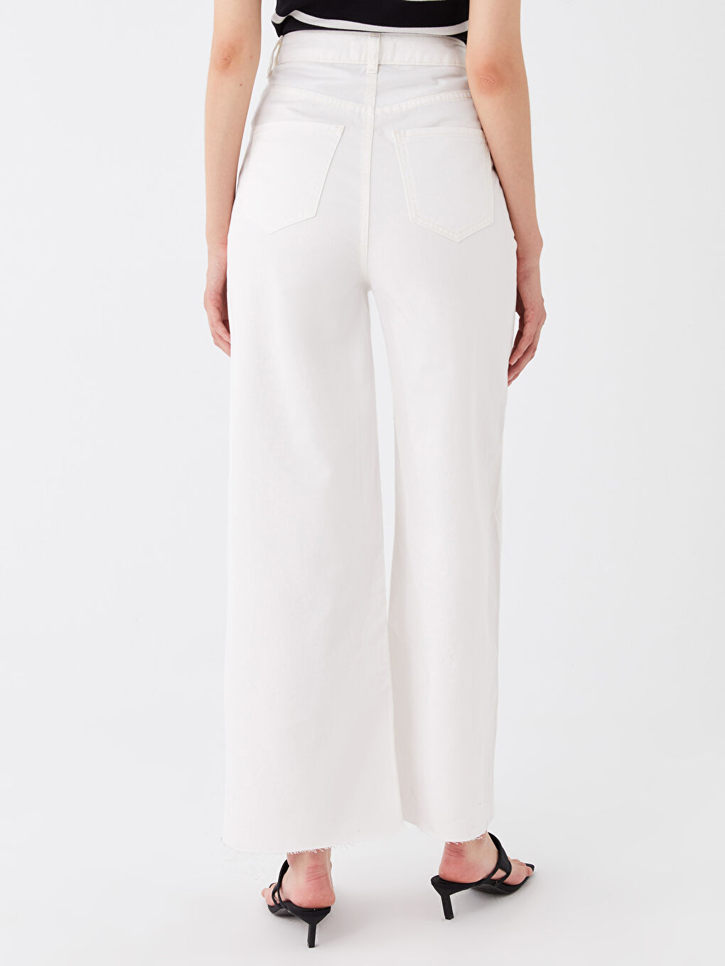 Women's High Waisted Wideleg Regular Denim Trousers-9