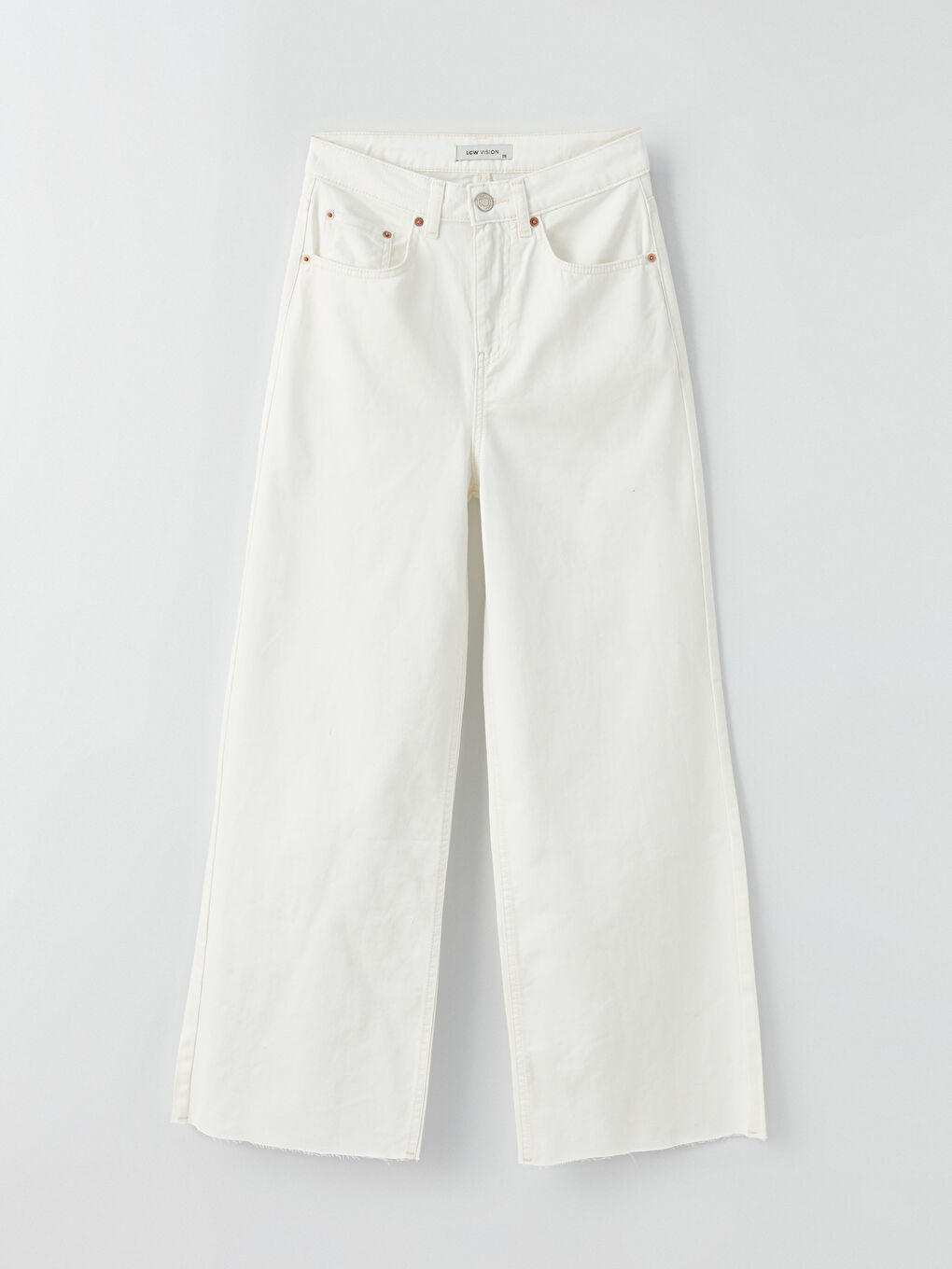 Women's High Waisted Wideleg Regular Denim Trousers-10