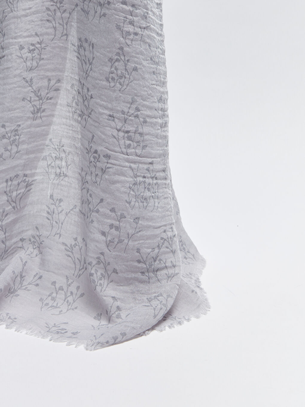 Gri Desenli Kadın Bürümcüklü Şal