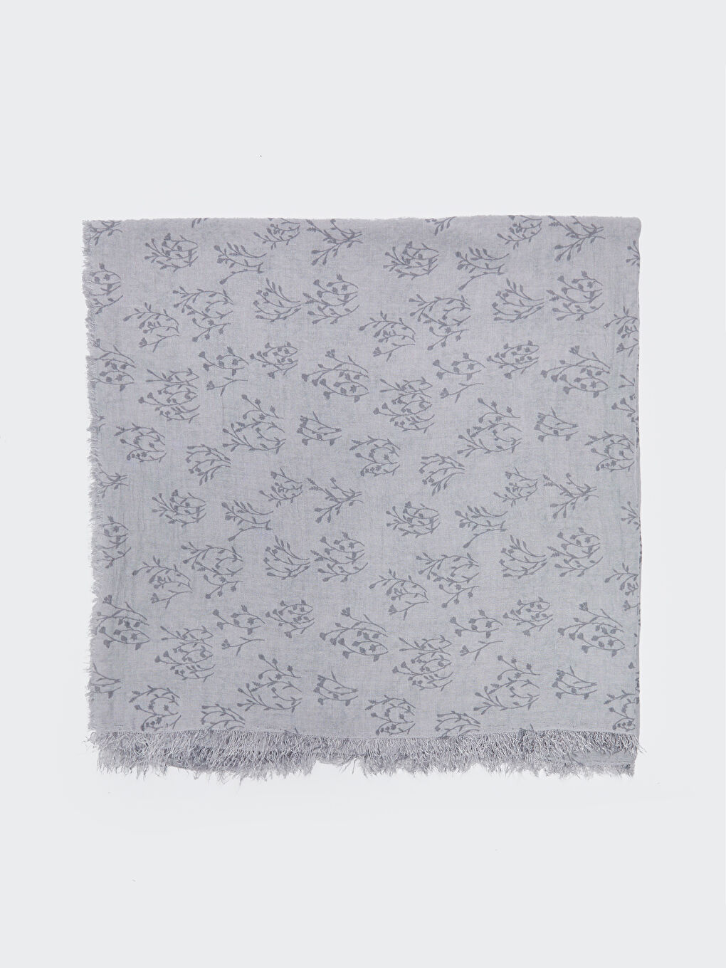 Gri Desenli Kadın Bürümcüklü Şal-2