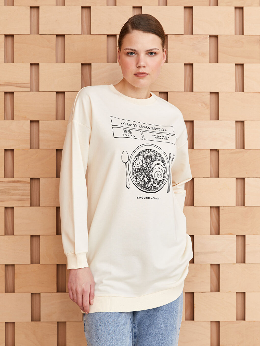 Crew Neck Printed Long Sleeve Oversize Women's Sweatshirt Tunic-1