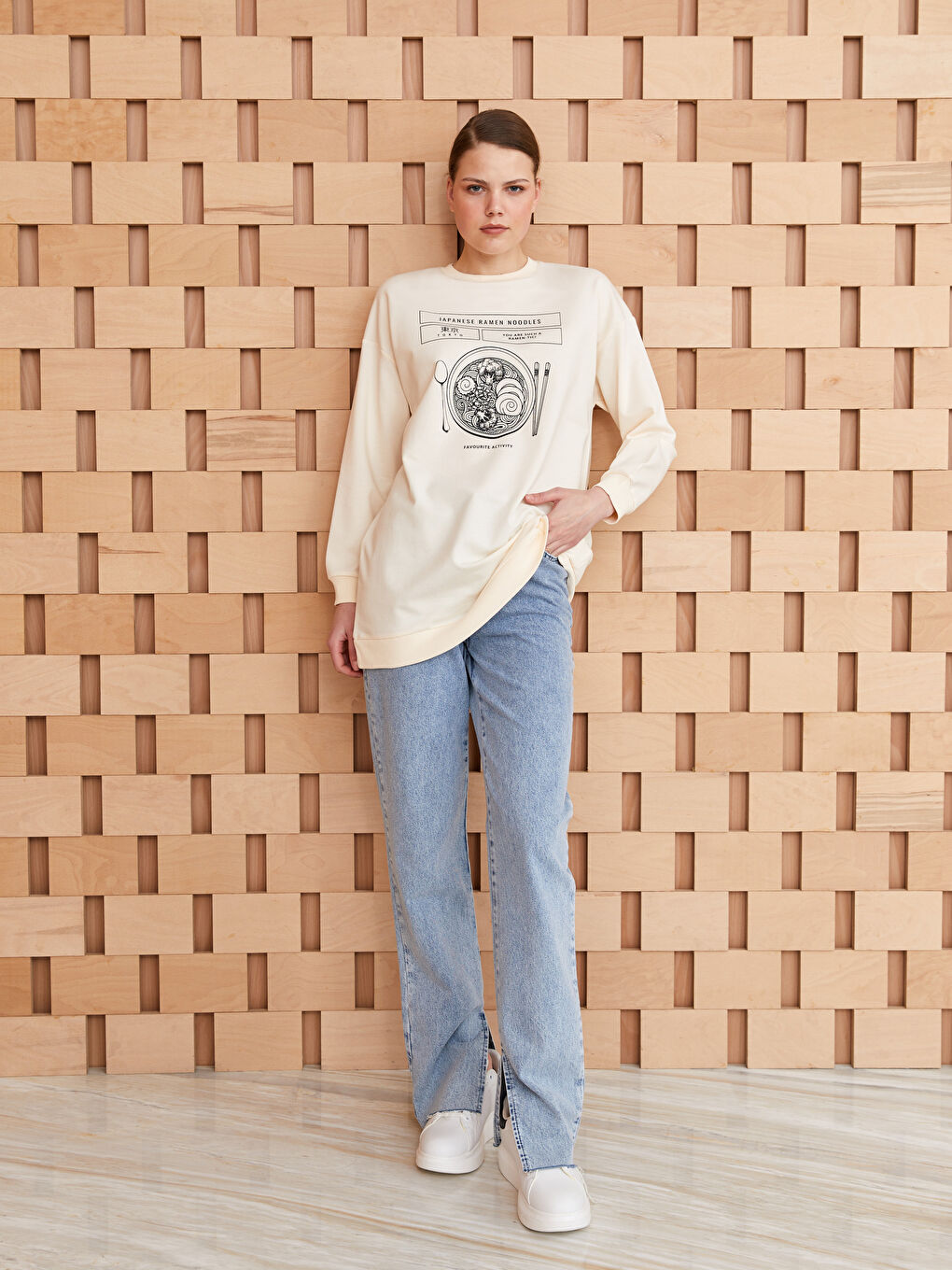 Crew Neck Printed Long Sleeve Oversize Women's Sweatshirt Tunic-2