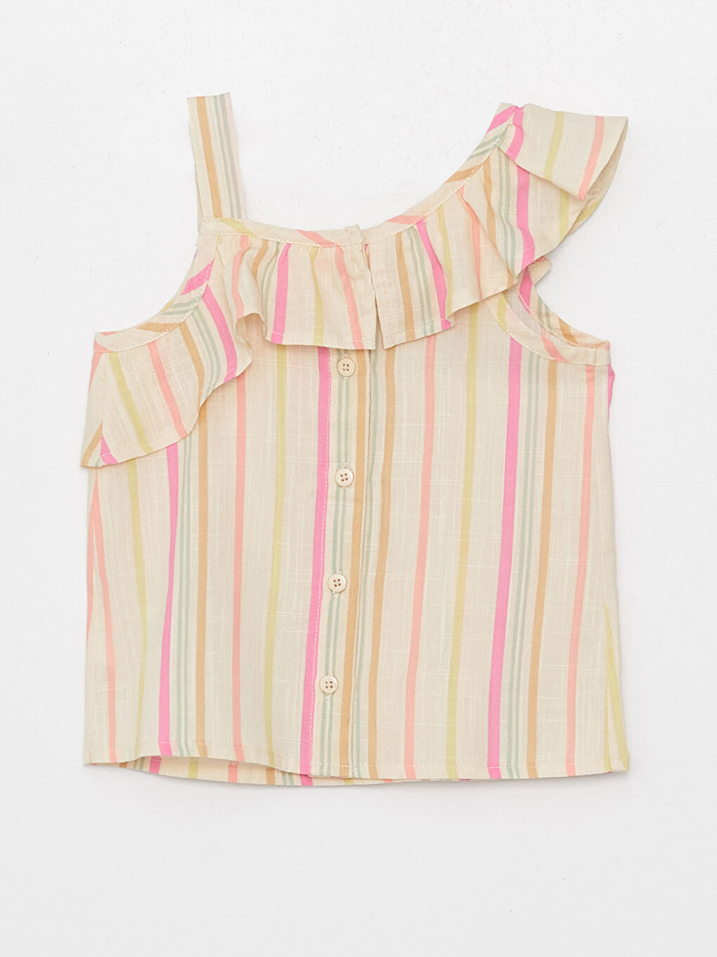 Шаршы жағалы бауы бар жолақты қыз бала жейде-3