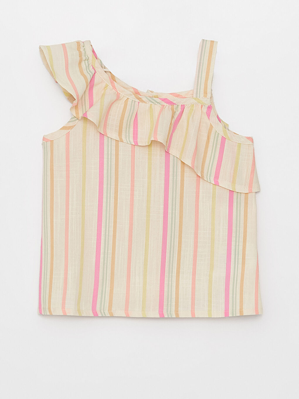 Шаршы жағалы бауы бар жолақты қыз бала жейде-4