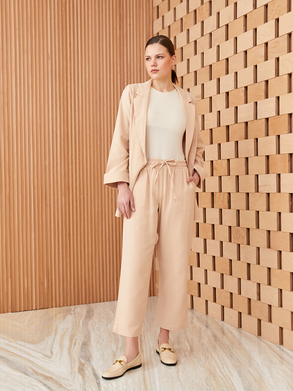 Elasticated Waist Loose Fit Muslin Women's Trousers-1