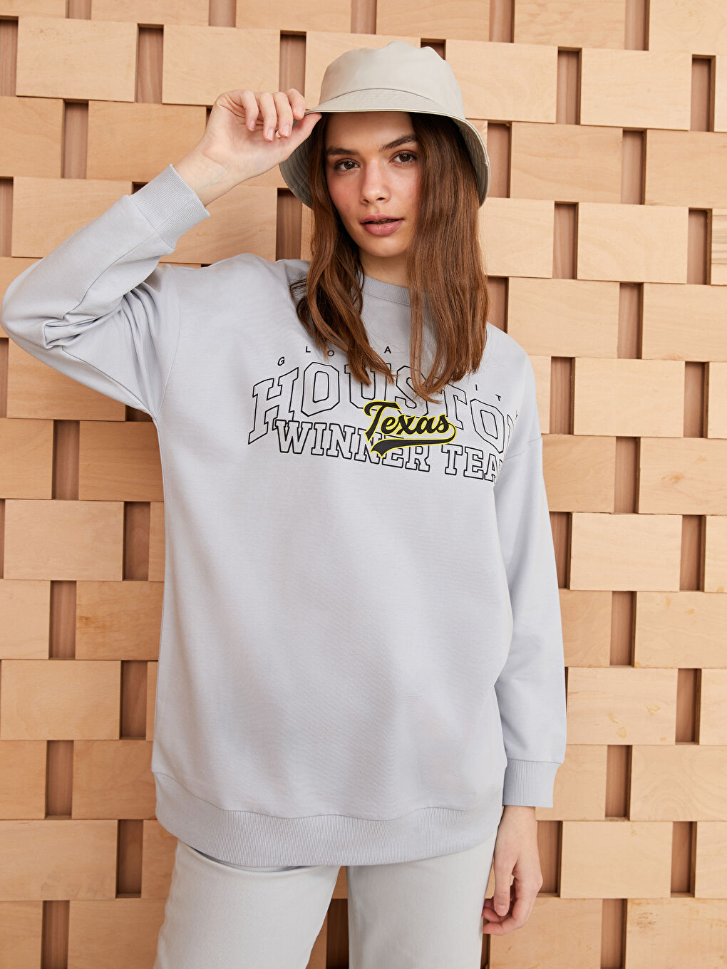 Tunique Sweatshirt Oversize à Manches Longues Imprimée pour Femmes avec Col Rond-1