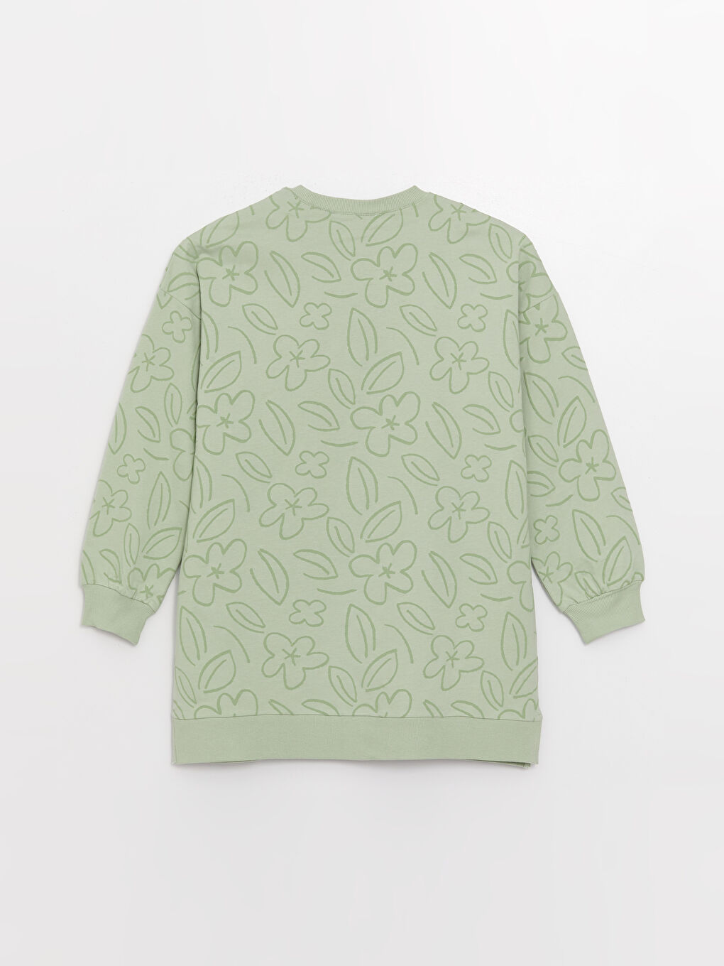 Yeşil Desenli Oversize Kadın Sweatshirt Tunik-6