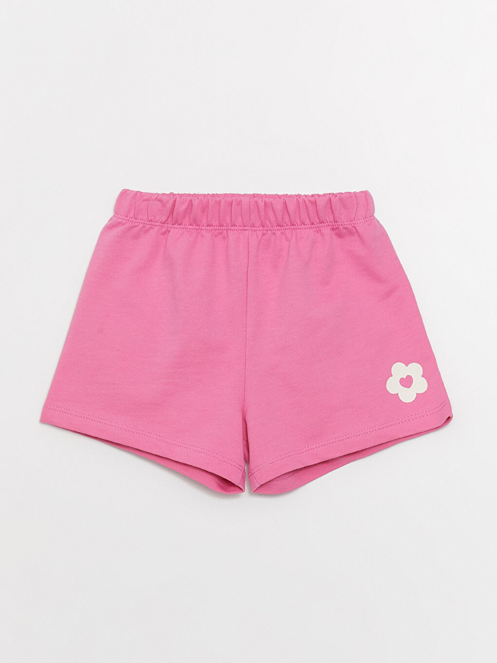 Pembe Beli Lastikli Kız Bebek Şort 2'li-1