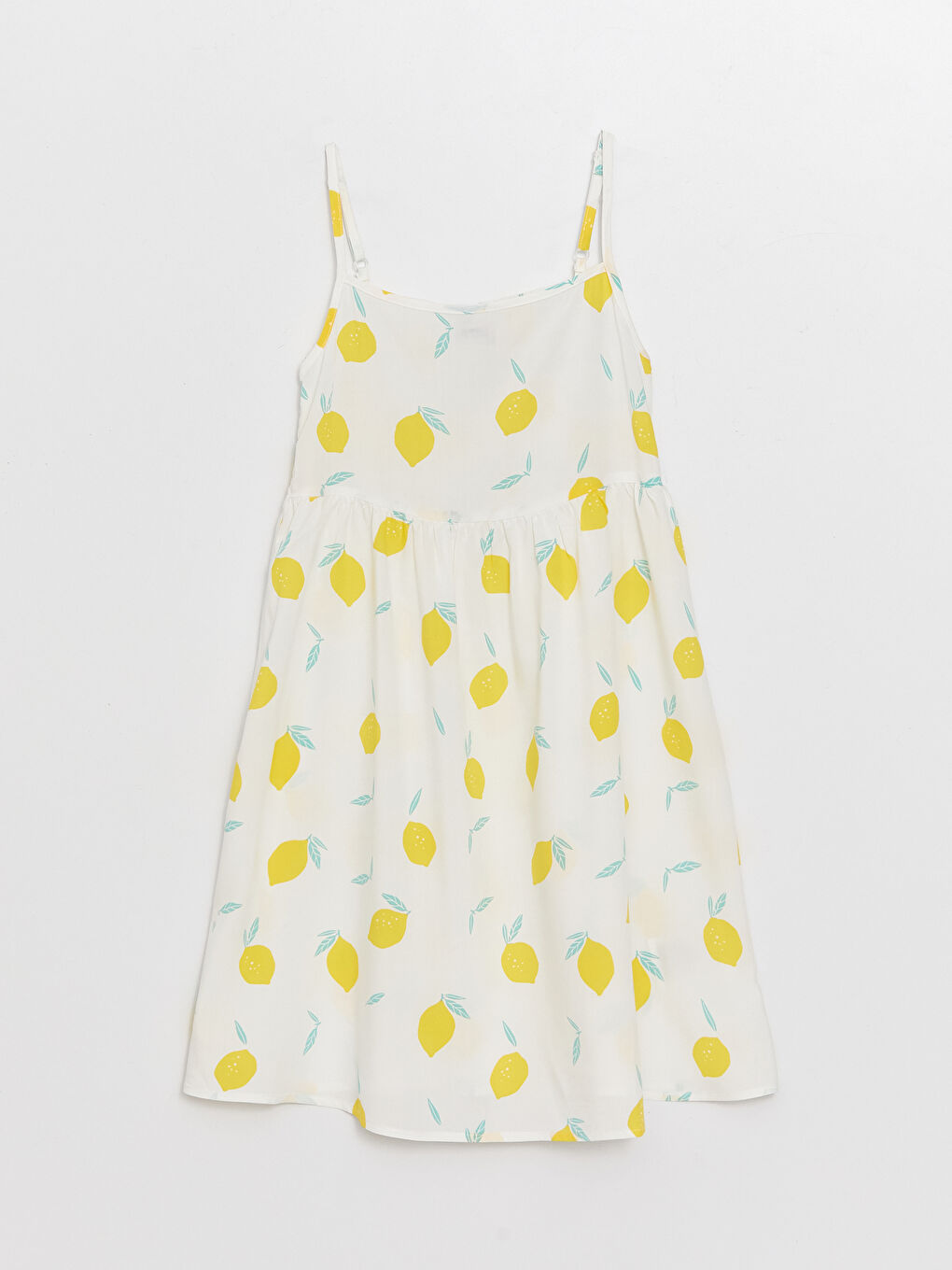 Square Neck Patterned Strappy Girl Dress