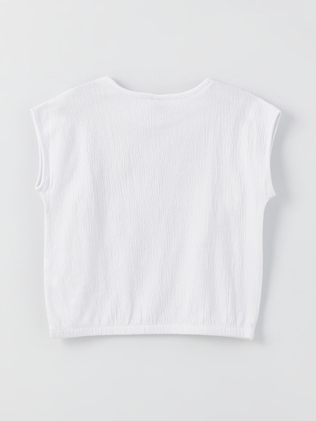 T-shirt Fille à Col Rond avec Détail à Volants-1