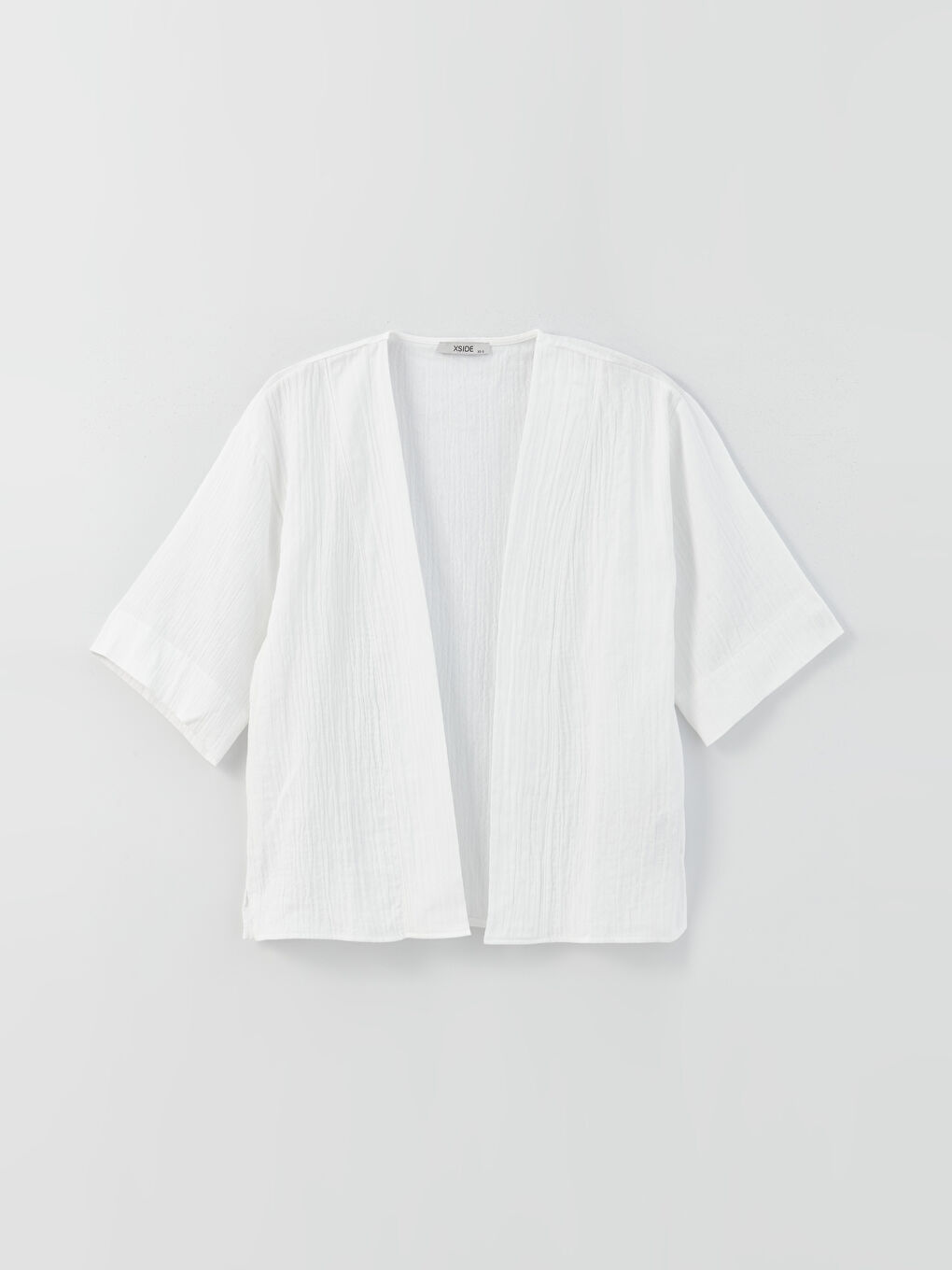 Shawl Collar Plain Muslin Women's Kimono-7