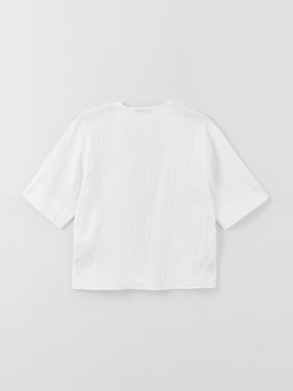 Shawl Collar Plain Muslin Women's Kimono-8