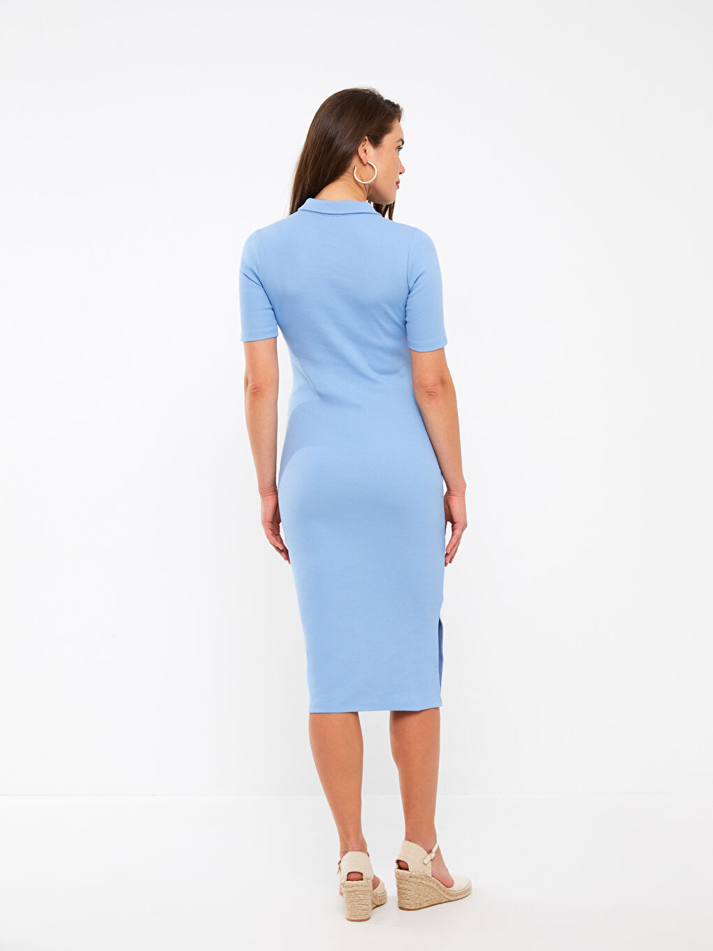 Polo Neck Straight Short Sleeve Maternity Bodycon Dress -S3HG70Z8-QZD